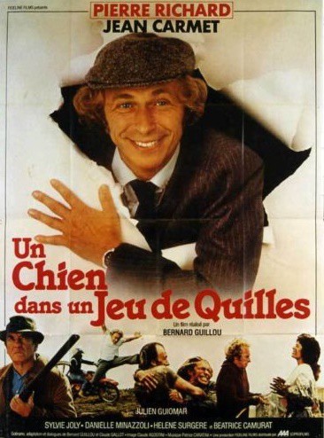 Un chien dans un jeu de quille 120x160