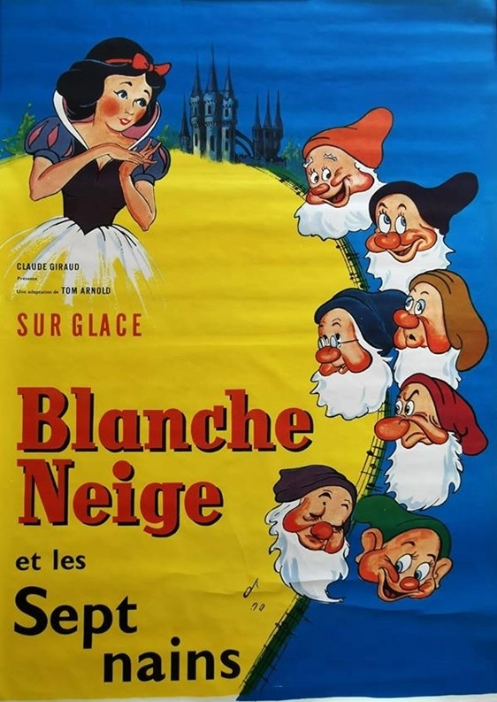 Blanche neige et les sept nains sur glace.100x140